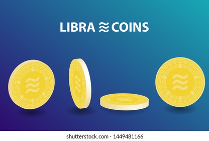 Libra digital crypto currency 3d coins vector set
