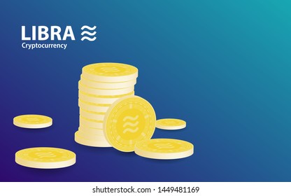 Libra digital crypto currency 3d coins stacking vector