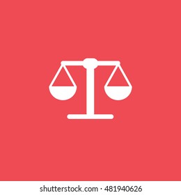 Libra Flat Icon On Red Background