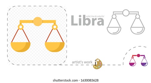 Libra flat icon. Scales color icons in trendy flat style. Weight vector flat illustration, solid, line icon
