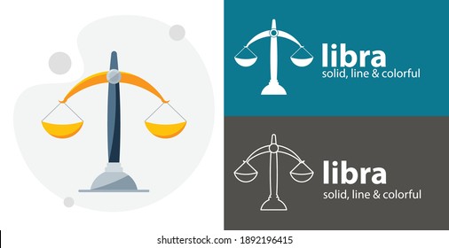 Libra flach Symbol. Skaliert einzelne Vektorsymbol. Festes Flachbild-Symbol