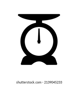 Libra. Food scale icon. Kitchen scale with bowl. Vector illustration isolated on white background.