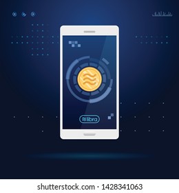 Libra global cryptocurrency mobile phone vector