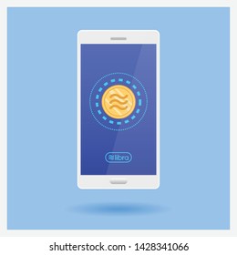 Libra global cryptocurrency mobile phone vector