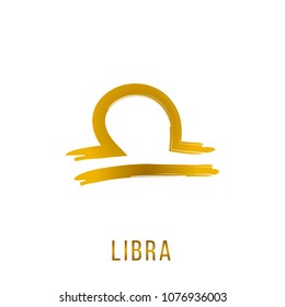 libra gold glitter vector zodiac sign, hand drawn with ink brush. Vector graphics set.