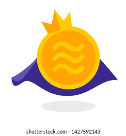 Libra growth king hero concept of cryptocurrency technology, exchange, mobile banking. Surging to record high. Crypto currency, virtual electronic, internet money. 