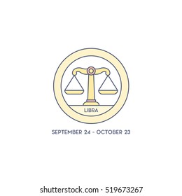 Libra Horoscope Cute Illustration of Zodiac Signs in Cartoon Style Vector Illustration