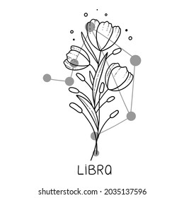 Libra horoscope flower icon outline vector. Zodiac sign astrology. Tattoo horoscope flower