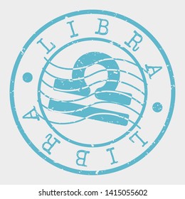 Libra Horoscope Postal. Balance Zodiac Symbol Silhouette Seal. Round Design. Vector Icon. Design Retro Insignia.