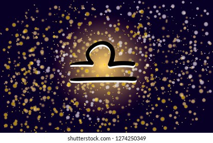 Libra horoscope sign. horoscope concept, vector art, illustration. Golden hand-drawn zodiac sign,horoscope symbols astrology icons collection 