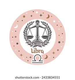 Libra horoscope sign. Element of zodiac astrology. Esoteric symbol for logo or icon. Vector