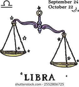 Sinal horóscopo LIBRA desenho à mão, constelação