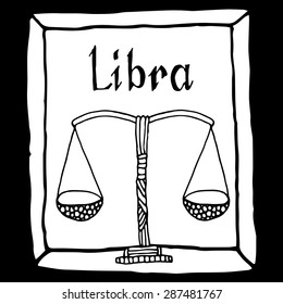 Libra horoscope sign vectorized hand draw