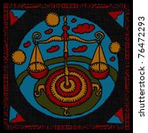 Libra horoscope woodcut