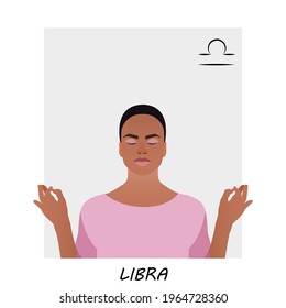 Libra horoscope. Zodiac sign Libra. The girl is in a state of balance.