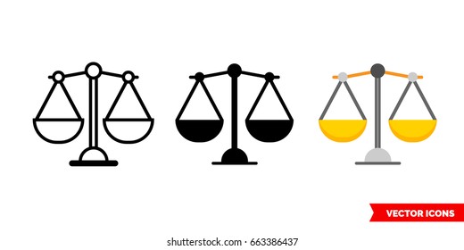 Libra icon of 3 types: color, black and white, outline. Isolated vector sign symbol.