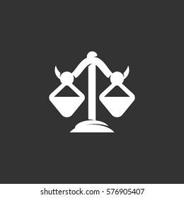 Libra icon isolated on black background. Libra vector logo. Flat design style. Modern vector pictogram for web graphics - stock vector