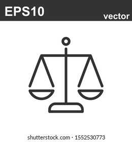 Libra icon on white. Law and judgement line icon. Vector object