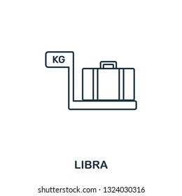 Libra icon. Outline thin line style from airport icons collection. Pixel perfect Libra icon for web design, apps, software, print usage