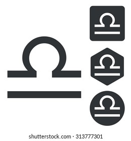 Libra icon set, monochrome, isolated on white