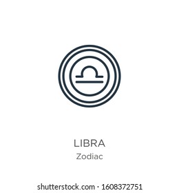 Libra icon. Thin linear libra outline icon isolated on white background from zodiac collection. Line vector sign, symbol for web and mobile