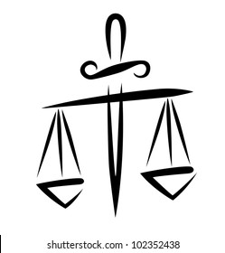 libra of justice, symbol in simple black lines