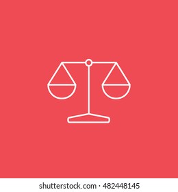 Libra Line Icon On Red Background