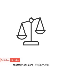 Libra line icon. Simple outline style. Scale, balance, comparison, compare, legal, law, justice, weight concept. Pictogram, vector illustration isolated on white background. Editable stroke EPS 10.