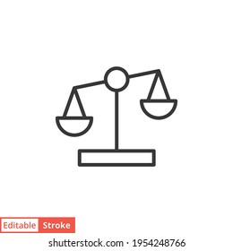 Libra line icon. Simple outline style. Scale, balance, comparison, compare, legal, law, justice, weight concept. Pictogram, vector illustration isolated on white background. Editable stroke EPS 10.