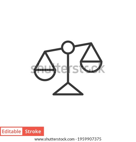 Libra line icon. Simple outline style. Scale, balance, comparison, compare, legal, law, justice, weight concept. Pictogram, vector illustration isolated on white background. Editable stroke EPS 10.