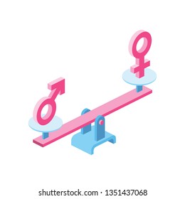 Libra man and woman 3d vector icon isometric pink and blue color minimalism illustrate