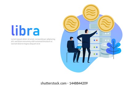 Libra new crypto-currency digital coin money. Business man technology trading pay exchange virtual transaction in investment  