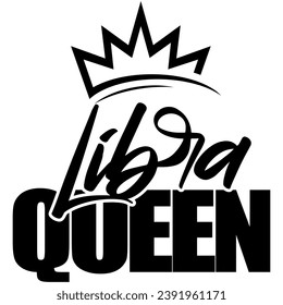 libra queen black vector graphic design and cut file