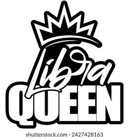 libra queen black vector graphic design and cut file