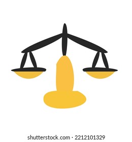 Libra scales icon in cartoon flat style. Vector illustration isolated on shite background