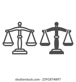 Libra scales line and solid icon, jurisprudence concept. Vector graphics. Weight scales for justice sign on white background, outline style icon for mobile or web design