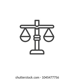 Libra scales outline icon. linear style sign for mobile concept and web design. Weight justice simple line vector icon. Symbol, logo illustration. Pixel perfect vector graphics