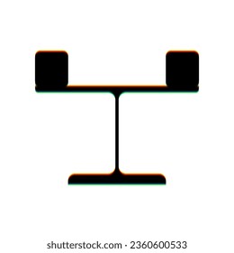 Libra sign. Black Icon with vertical effect of color edge aberration at white background. Illustration.