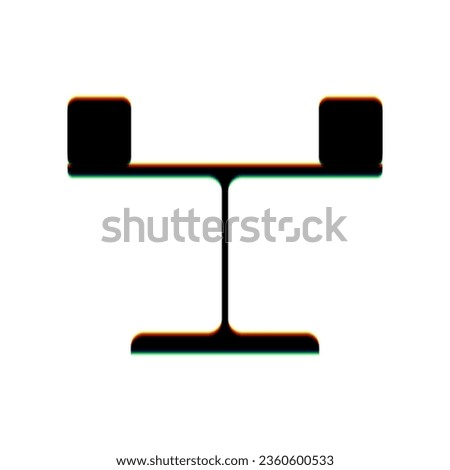 Libra sign. Black Icon with vertical effect of color edge aberration at white background. Illustration.