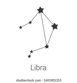 Libra sign constellation isolated vector icon on white background. Single separate constellation with name