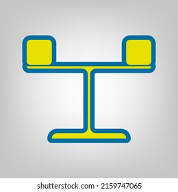 Libra sign. Icon in colors of Ukraine flag (yellow, blue) at gray Background. Illustration.