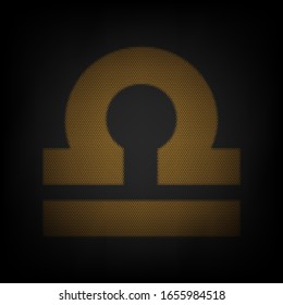 Libra sign illustration. Icon as grid of small orange light bulb in darkness. Illustration.