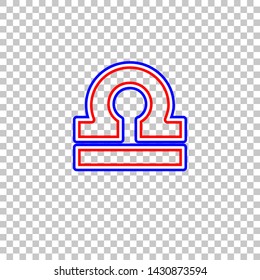 Libra sign illustration. Red, white and contour icon at transparent background. Illustration.