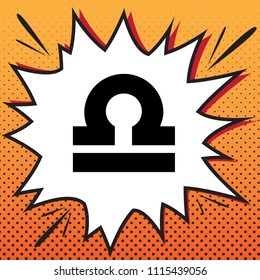 Libra sign illustration. Vector. Comics style icon on pop-art background.