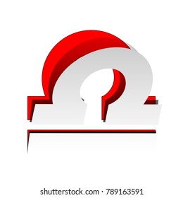 Libra sign illustration. Vector. Detachable paper icon with red body stock. Isolated.