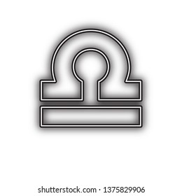 Libra sign illustration. Vector. Double contour black icon with soft shadow at white background. Isolated.