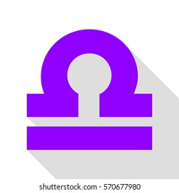 Libra sign illustration. Violet icon with flat style shadow path.