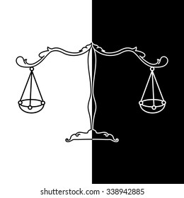 Libra sign on black and white background