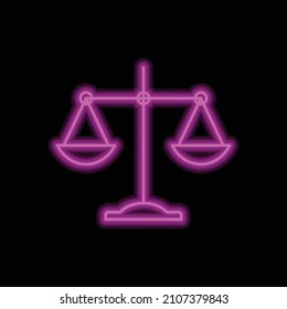 Libra simple icon vector. Flat desing. Purple neon on black background.ai