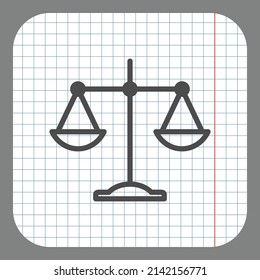 Libra simple icon vector. Flat desing. On graph paper. Grey background.ai